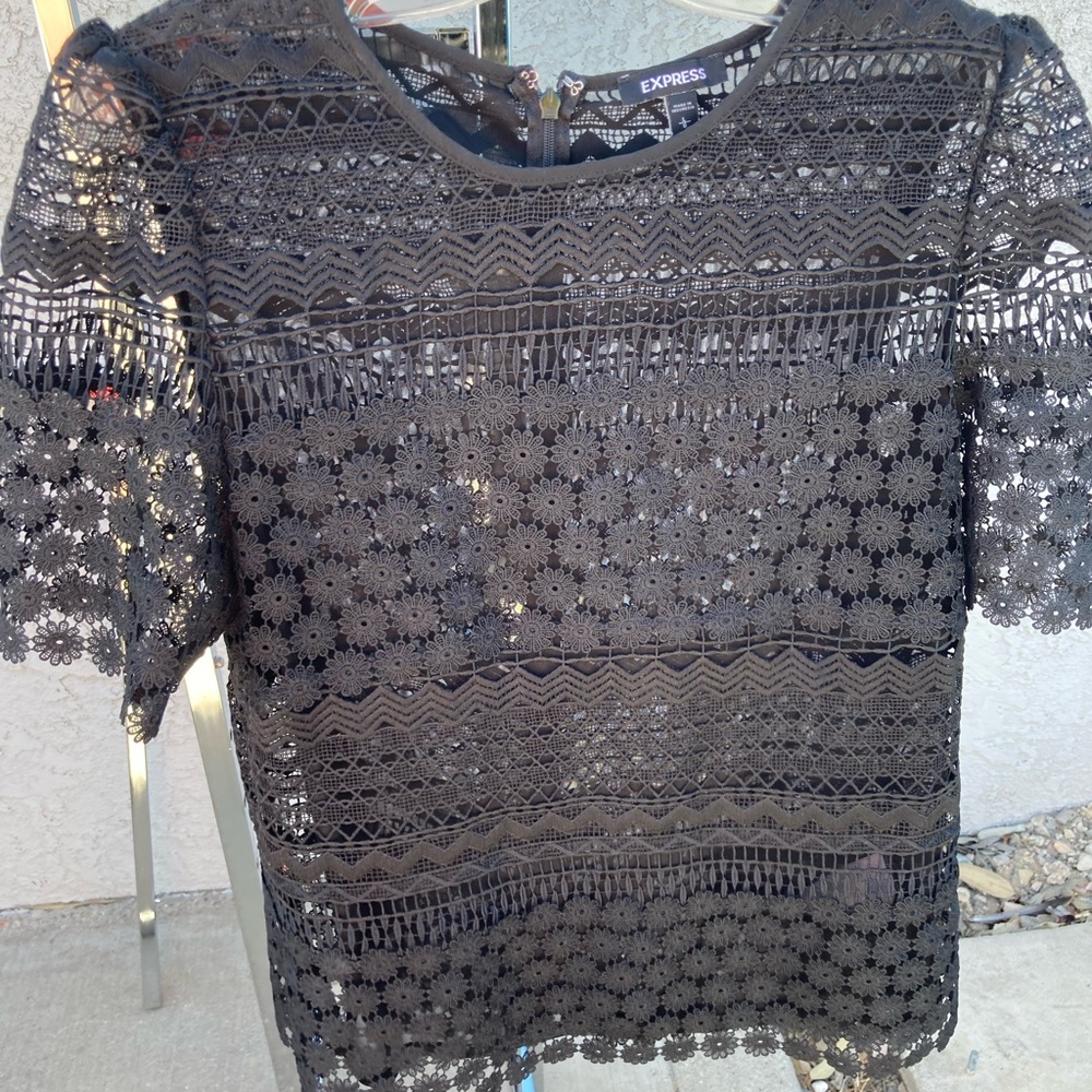 Express Black Cropped Boxy Blouse